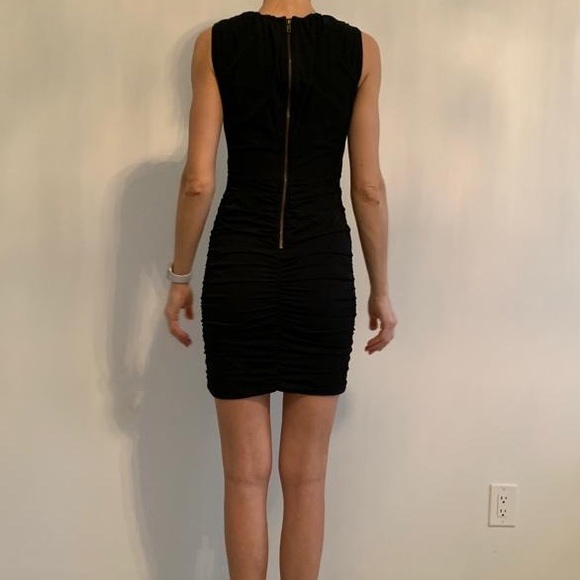 DVF Diane Von Furstenberg Tulipan Dress Mini Black Silk Sleeveless Ruched 2 XS - Picture 2 of 7